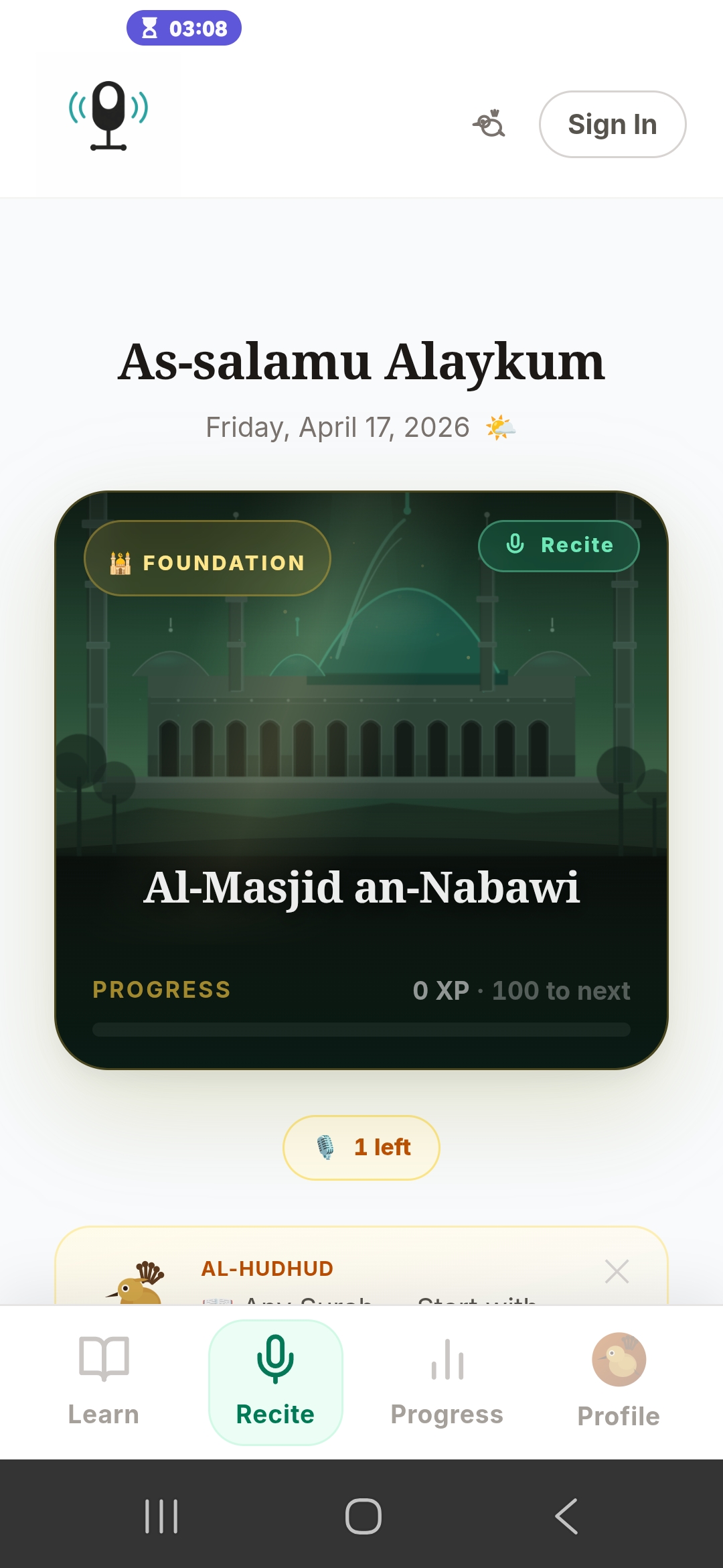 Open QariAI to your next masjid in the journey